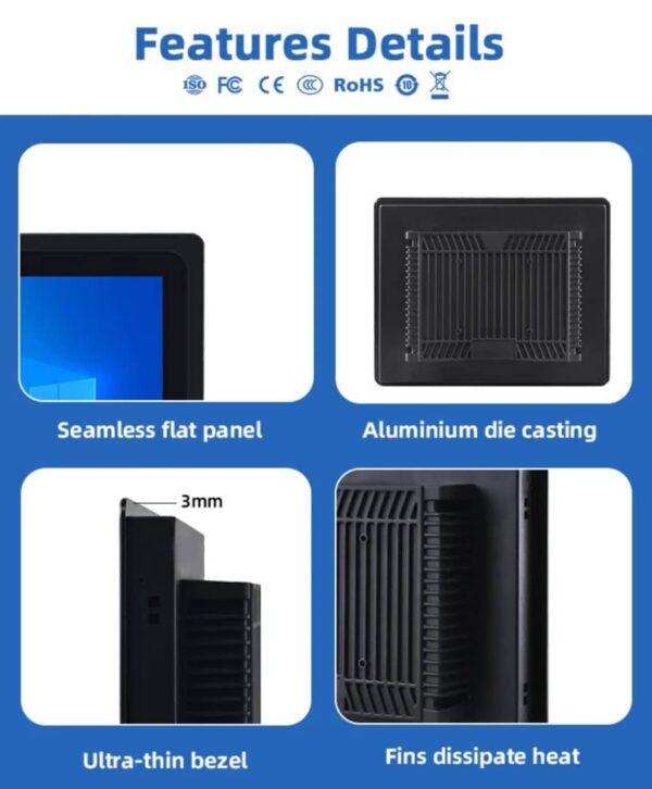 مانیتور صنعتی لمسی 15.6 اینچ 1000 نیت - Image 4